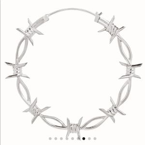 Maya Pamela Silver Large Barb Wire Hoop Earrings